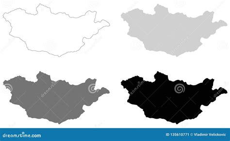 Mongolia Map Landlocked Country In East Asia Stock Vector