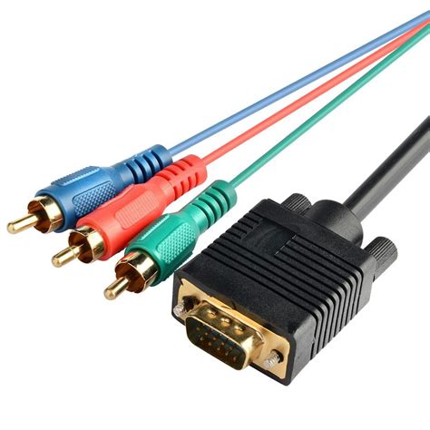 Insten Premium Vga To 3 Rca Component Cable 15 Pin Mm 12 Ft 37 M