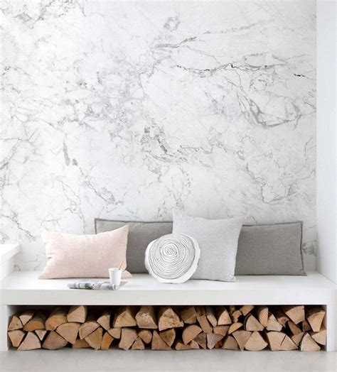 White Marble Wall Art Wallpaper Peel And Stick Simple Shapes