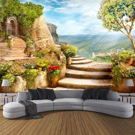 Custom Size Wallpaper European Style Nature Landscape Mural Bvm Home