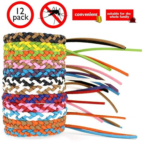 12 Pack Mosquito Repellent Bracelets Pu Leather Insect And Bug Repellent
