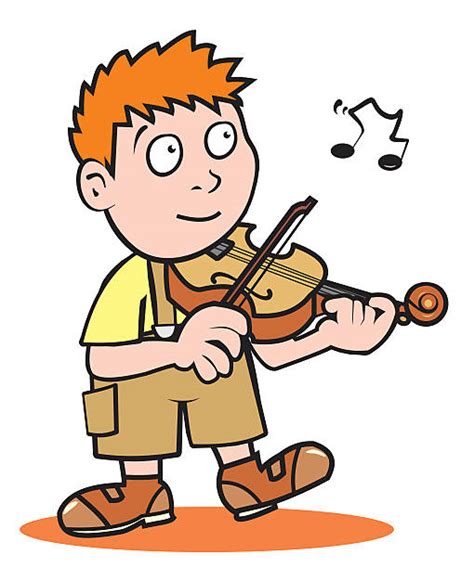 Royalty Free Funny Boy Cartoon Playing Violin Clip Art Vector Images