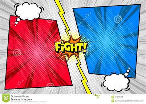 Comic Book Versus Fight Template Background Halftone Print Texture