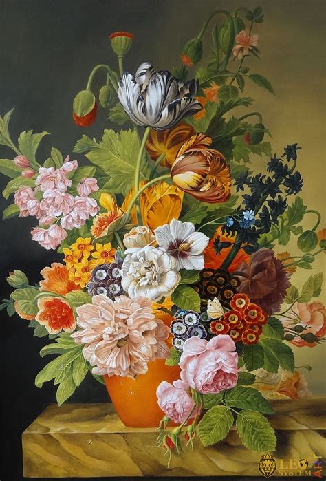 Paintings With Beautiful Flower Arrangements In A Vase Leosystemart