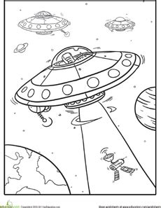 The most common space coloring page material is cotton. Outer Space Coloring: Spaceships | Worksheet | Education ...