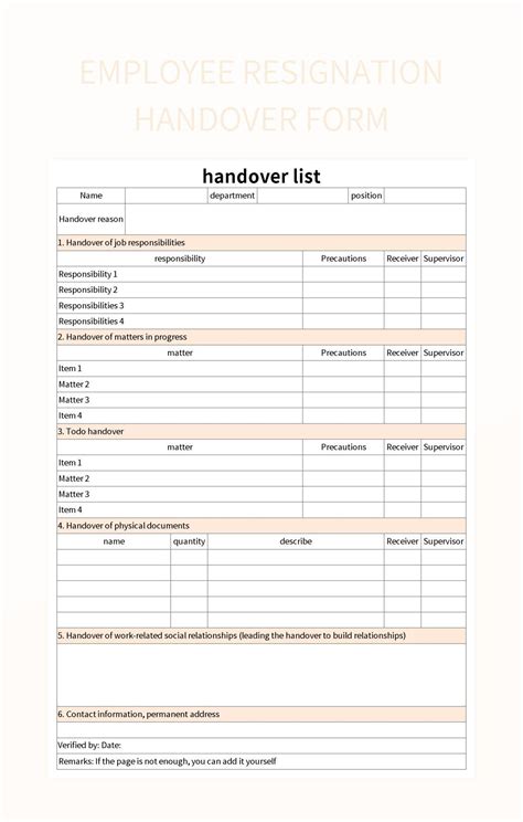 Job Handover Template Excel Printable Paper Template Images Hot Sex