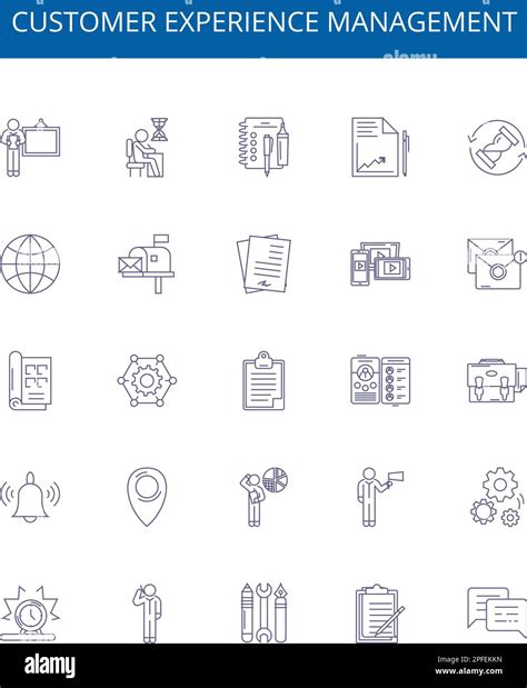 Customer Experience Management Line Icons Signs Set Design Collection