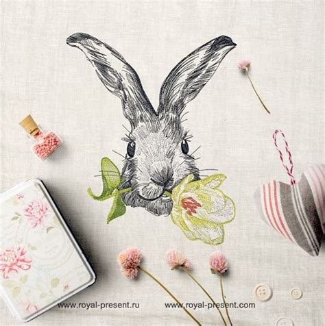 Spring Rabbit Embroidery Design | Royal Present Embroidery