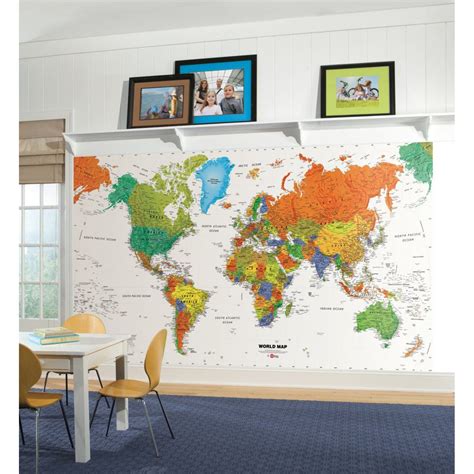 Roommates World Map Wallpaper Mural Kids Room