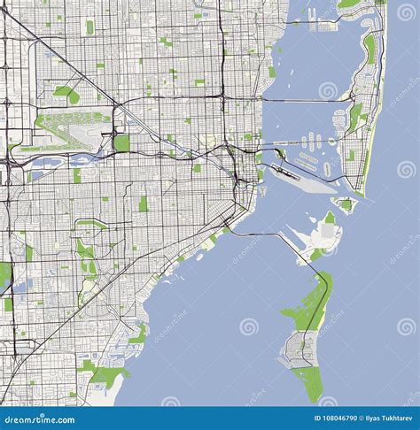 Mapa De La Ciudad De Miami Los E E U U Ilustración Del Free Nude Porn Photos