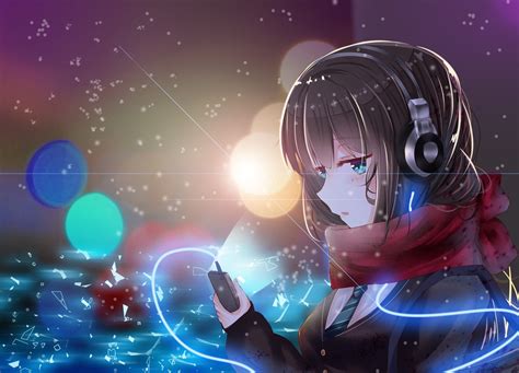 Chica Anime Con Audifonos Y Capucha Vlrengbr