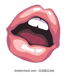 Sexy Woman Lips Glossy Lipstick Open Stock Illustration 2120821166