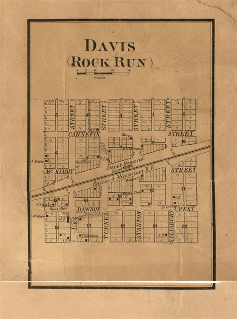 Rock Run And Davis Villages Stephenson Co Illinois 1859 Old Town Map