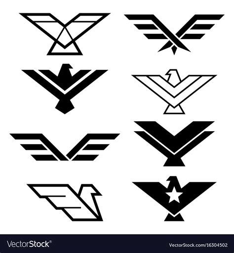 Eagle Geometric Design Wings Icons Royalty Free Vector Image
