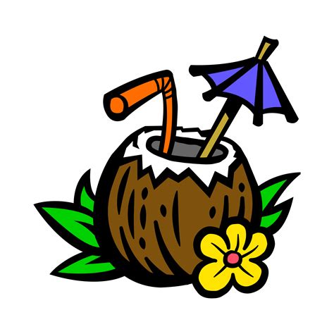 Tropical Coconut Drink Illustration 553966 Vector Art At Vecteezy