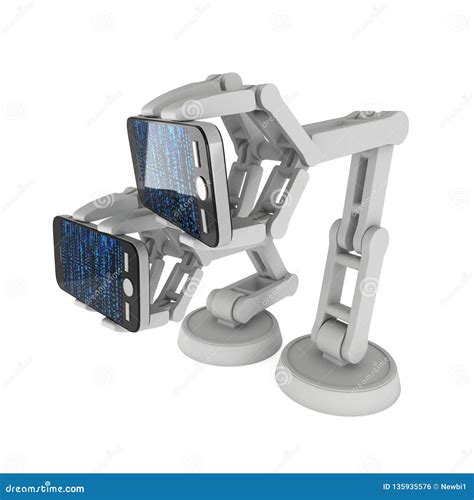 Robotic Arm With Binary Code 3d Stock Illustration Illustration Of