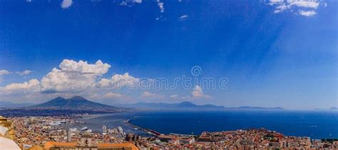 Aerial View Of The City Of Naples Italy And Mount Vesuvius Stock Image