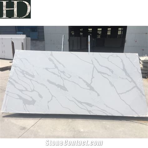 White Calacatta Quartz Slab Artificial Stone From China