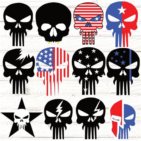 Skull Svg Punisher Skull Patriotic Skull American Flag Etsy