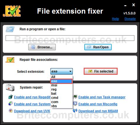 Repair Missing File Associations With File Extension Fixer