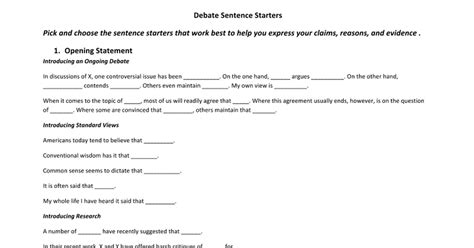 Debate Sentence Starters (With images) | Sentence starters ...