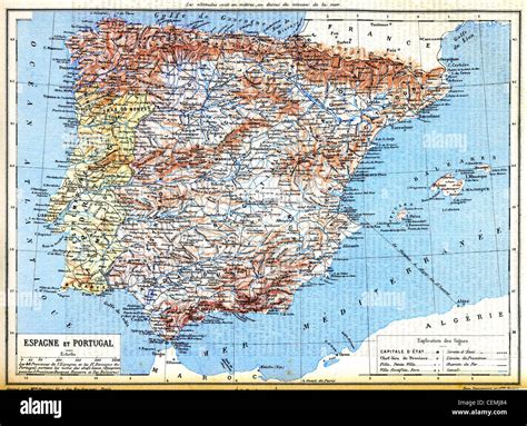 El Mapa De España Y Portugal Con Explicación De Los Signos En El Mapa