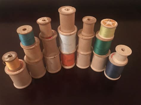 Set Of 19 Vintage Wooden Spools Of Thread By Novelblondesboutique On