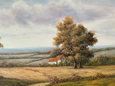 Magnificent Large 20thc Vintage Antique English Country Landscape Oil