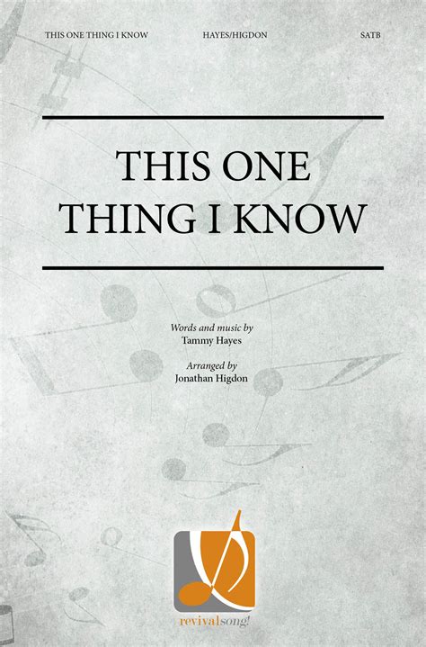 This One Thing I Know Satb046
