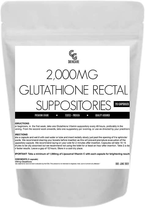 high strength 2000mg glutathione suppositories advanced absorption skin brightening master