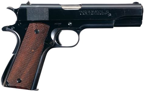 Exceptional Pre War Colt Super Match 38 Semi Automatic Pistol With