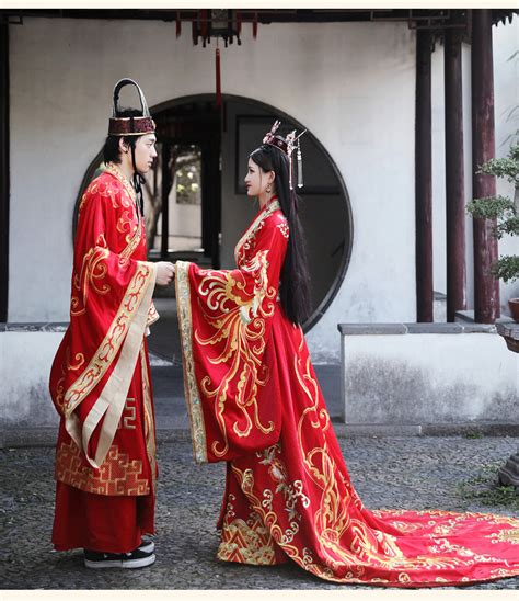 wedding hanfu readymade classical red hanfu wedding gown hot elegant chinese traditional couple
