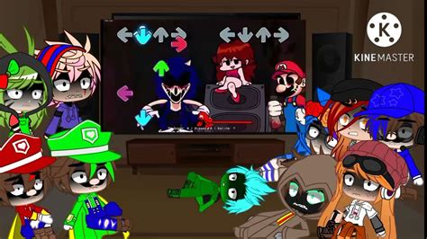 Smg4 Crew React To Mario Exe Vs Sonic Exe Gacha Club Youtube