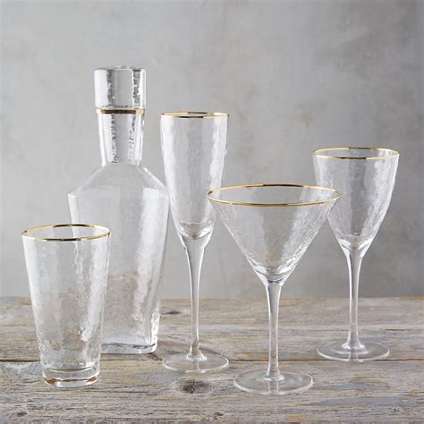 Hammered Wine Glass Terrain Glass Carafe Glass Collection Flute Glass