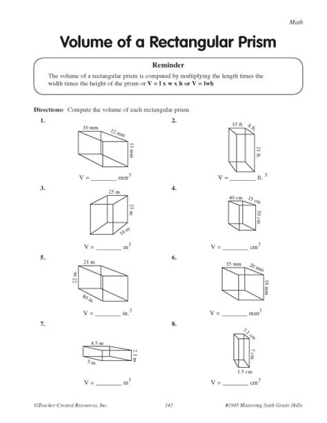 Free Printable Volume Of Rectangular Prism Worksheets Printable Templates