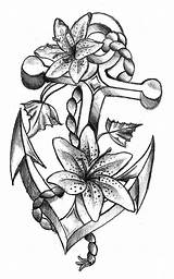 Tattoo Anchor Flowers Deviantart sketch template