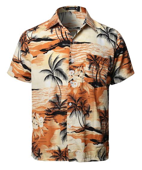 Men S Hawaiian Tropical Print Button Down Short Sleeve Shirt
