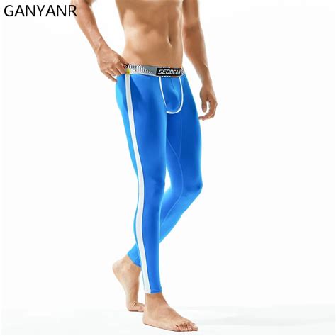 ganyanr running tights men sports leggings basketball sexy fitness compression pants gym