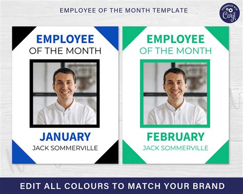 Employee Recognition Employee Of The Month Editable Employee Of The