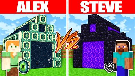 Minecraft vs real life animation. MINECRAFT - ALEX vs STEVE! END PORTAL HOUSE vs NETHER ...