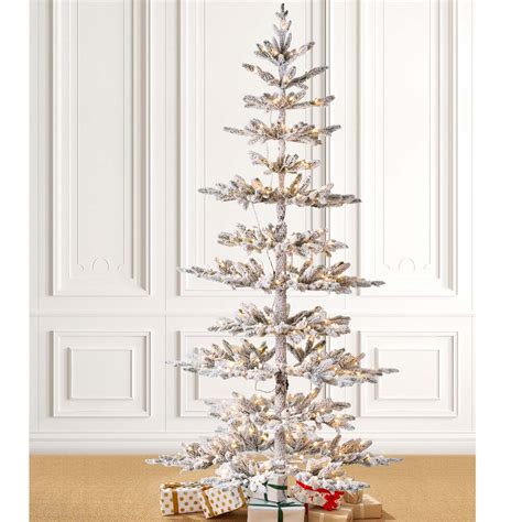 Official Glitzhome 7ft Deluxe Pre Lit Snow Flocked Pine Artificial