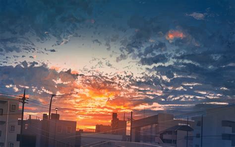 Sunset Anime Rooftop Background Anime Sky Wallpaper Animewallpaper