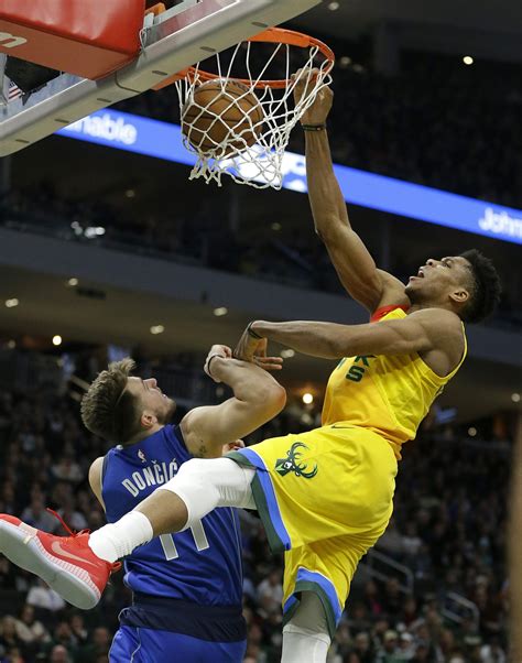 On Basketball Giannis Dunk Wins Round 1 Against Luka AP News