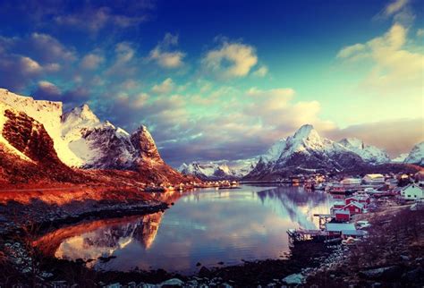 2808161 Nature Landscape Winter Snow Lake Night Hill Norway Lofoten