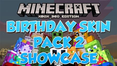 Minecraft Xbox 2nd Birthday Skin Pack Showcase Youtube