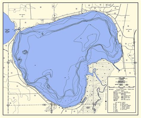 1973 Map Of Yellow Lake Burnett County Wisconsin Etsy