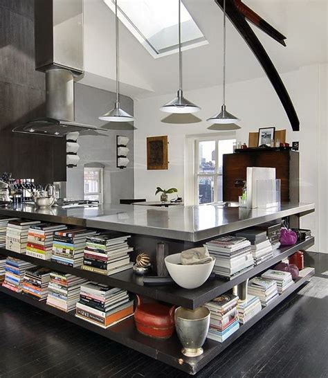 New York Loft Apartment Kitchen Inspirations Kitchen Bookshelf