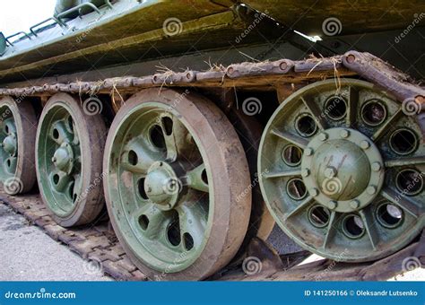 Tank Tracks Close Up Of A Tanks Caterpillar Tracks Stock Photo Image