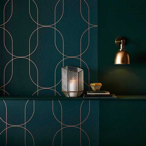 Palais By Graham And Brown Green Copper Wallpaper Wallpaper Direct