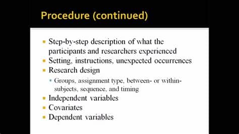 For authors of scientific research papers, the objective is to present their findings clearly and concisely and to provide enough information so that the experiment can be duplicated. Structuring and Writing the Method Section for an APA ...